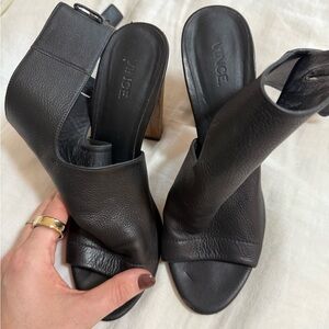 Vince Black Leather Heeled Sandals